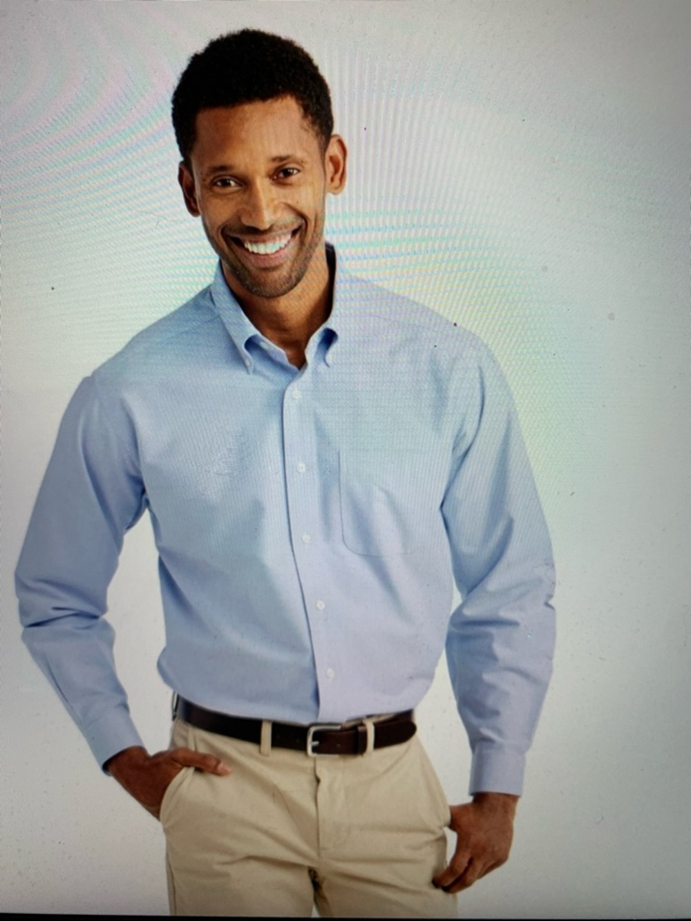 LL Bean Light Blue Men's Wrinkle-Free Classic Oxford Shirt Size 17 1/2